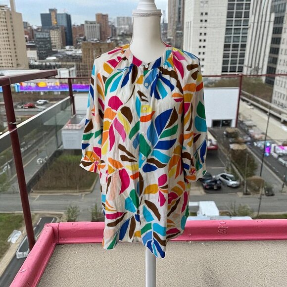 TABITHA BROWN Multicolor Floral Tunic Blouse Top Size M - Picture 1 of 8
